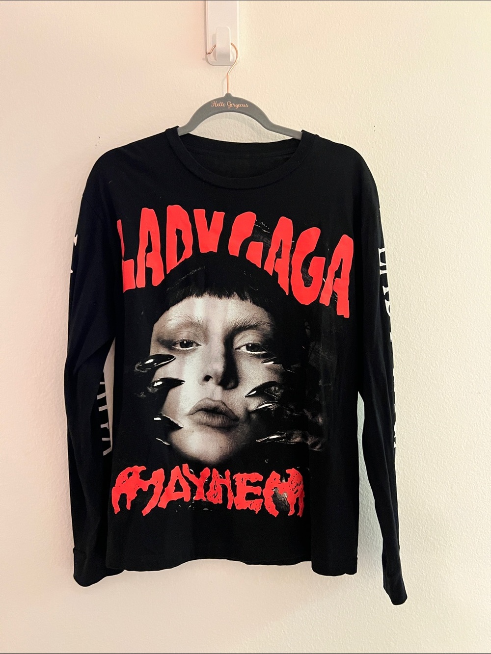 Lady Gaga Black 'Mayhem' Graphic Long Sleeve Tee - Red Print
